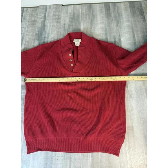 Vintage Ll Bean Five Button Henley Heavyweight Sweater Red Fisherman Men’s LT - Picture 5 of 8